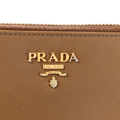 Prada Saffiano Metal Zip Around Wallet Caramel 9 of 11