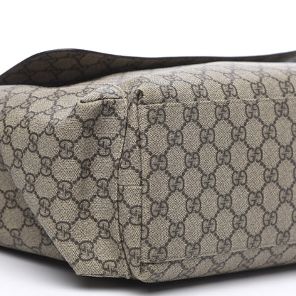 Gucci GG Supreme Monogram Selleria Calfskin Messenger Diaper Bag Beige Ebony Cocoa Dark Chocolate 10 of 11