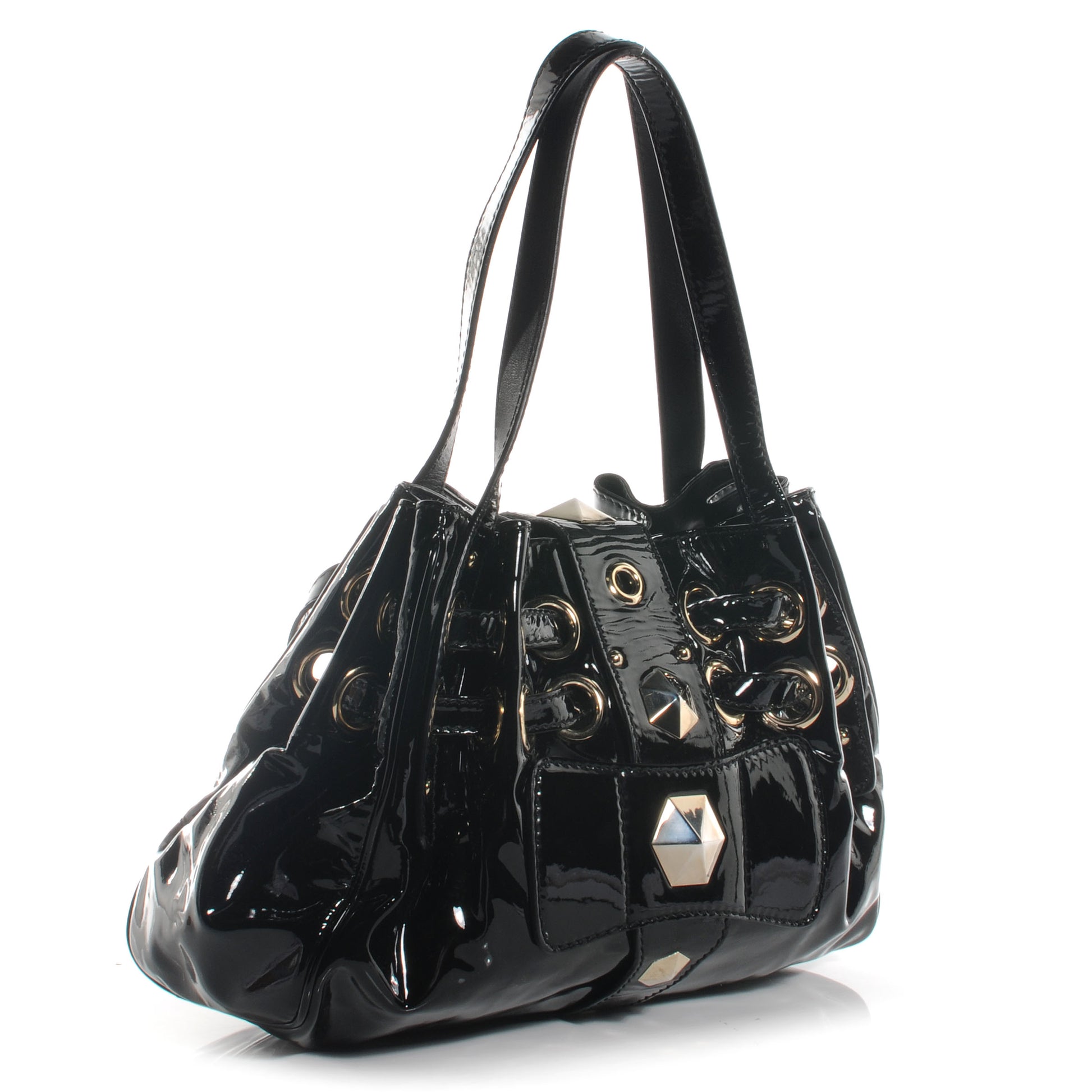 Jimmy Choo Patent Studded Medium Riki Black 3 of 8