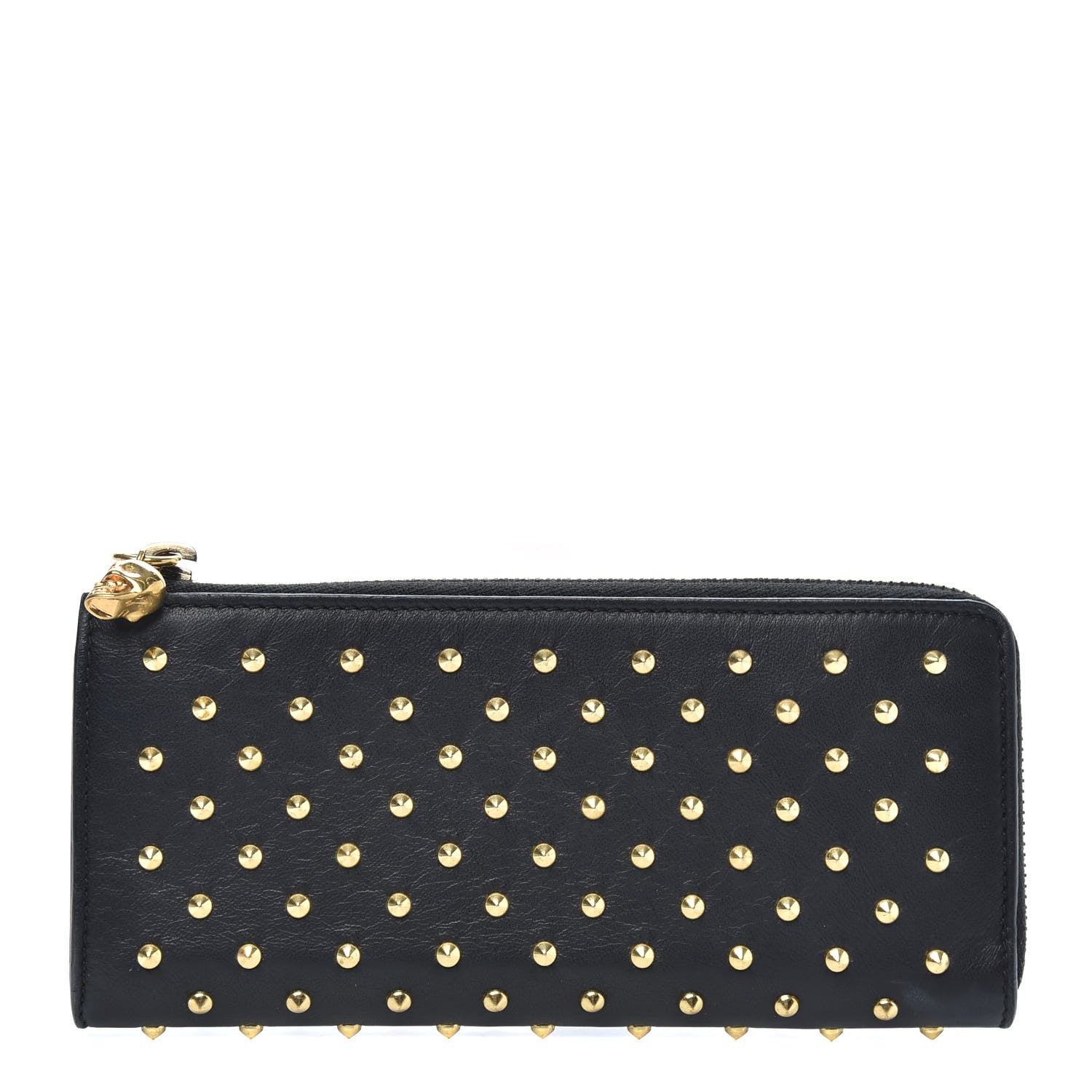 Alexander McQueen Nappa Studded Skull Zip Around Wallet Black 1 of 9