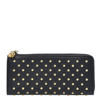 Alexander McQueen Nappa Studded Skull Zip Around Wallet Black 1 of 9