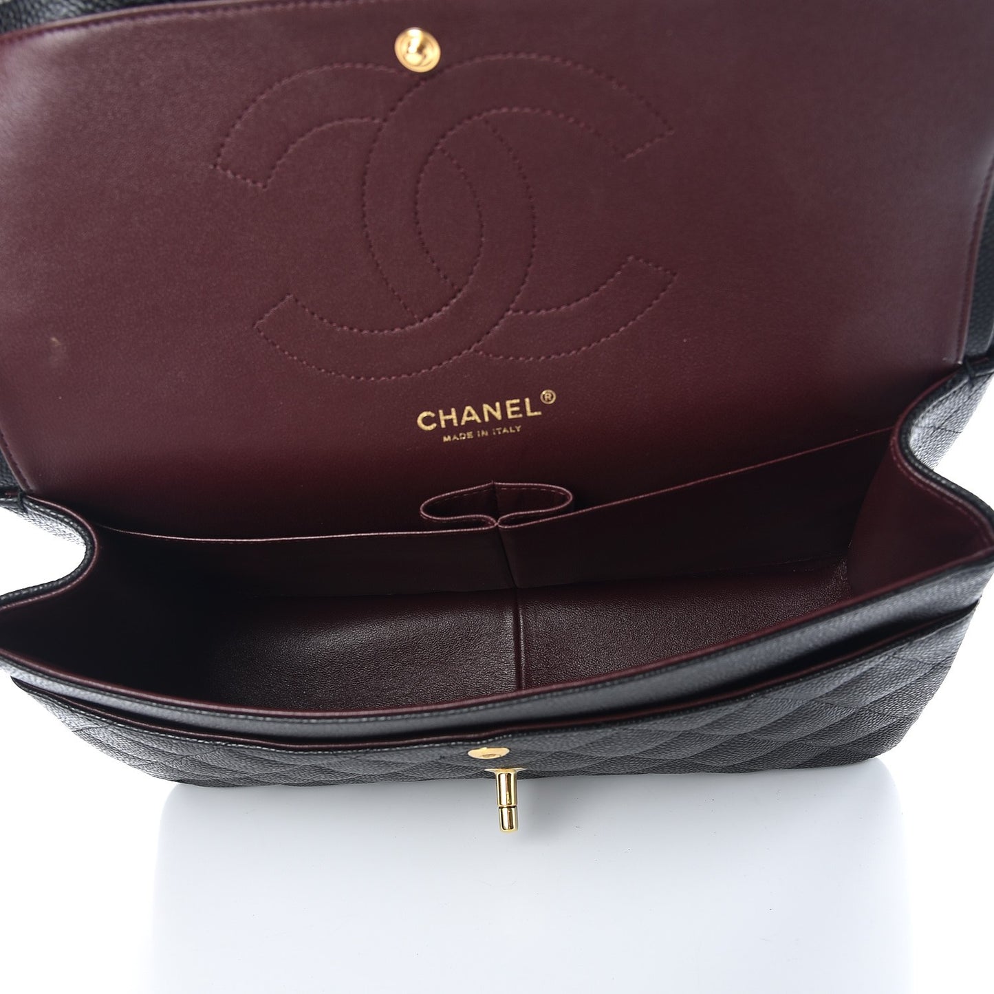 Caviar Quilted Jumbo Double Flap Black