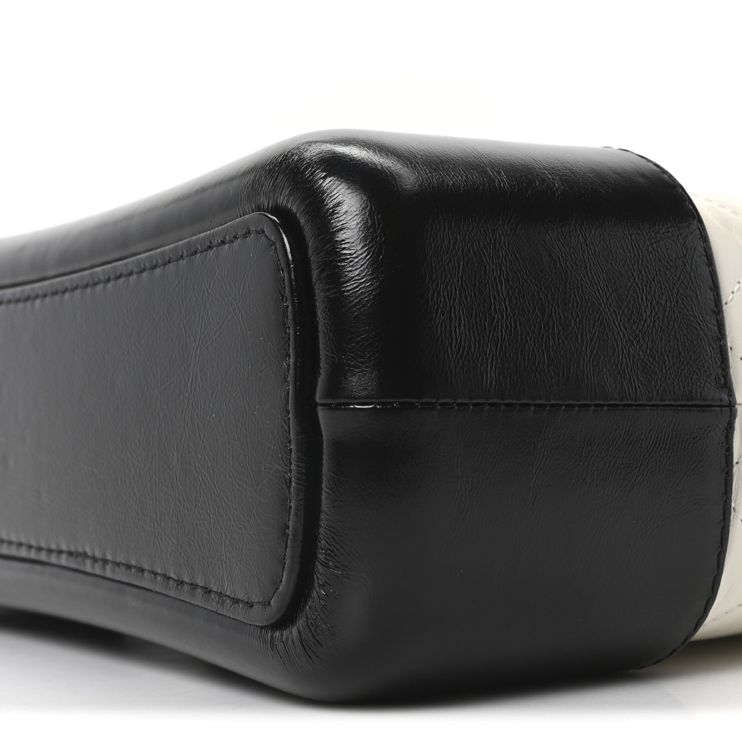 Aged Calfskin Quilted Medium Gabrielle Hobo Black White