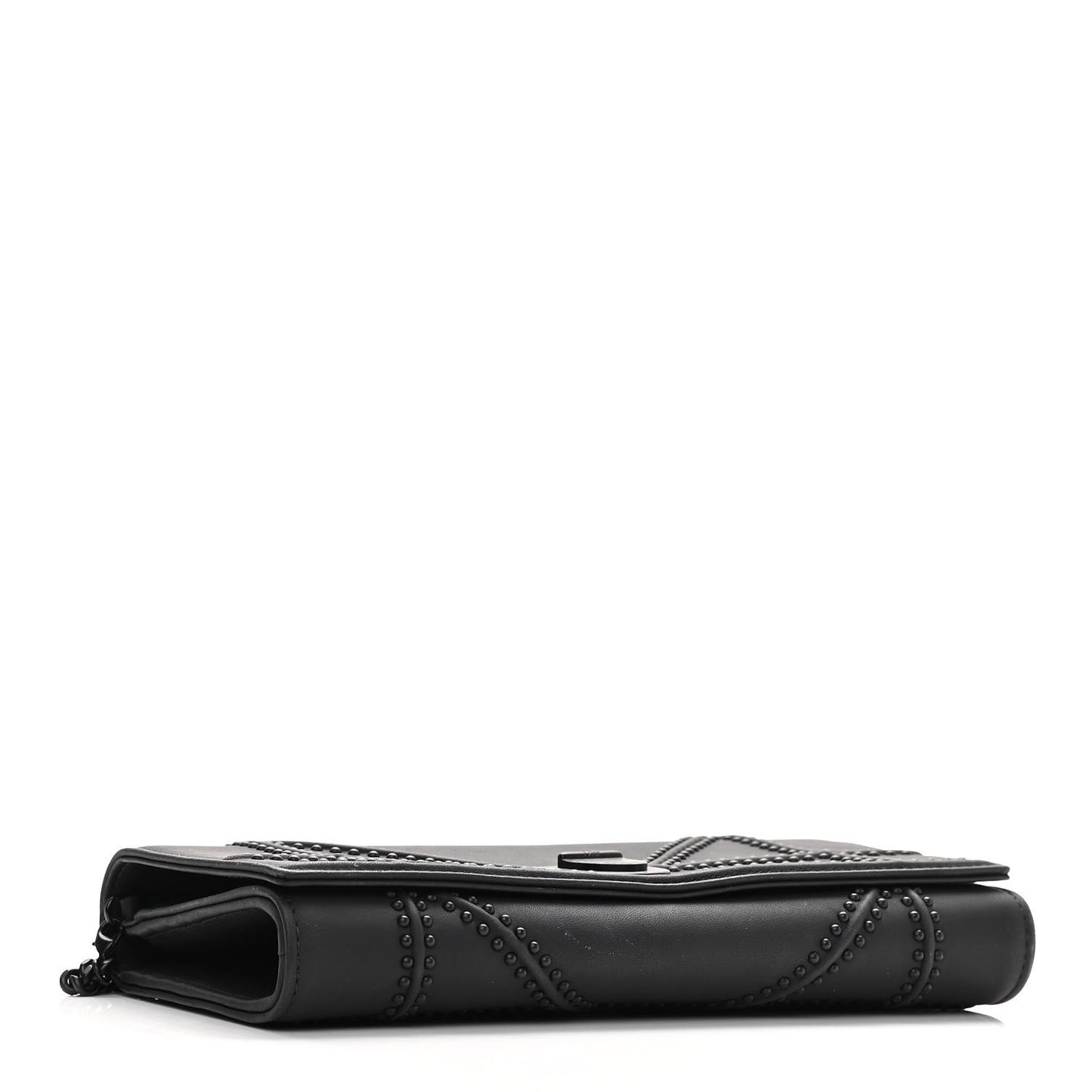 Ultra Matte Calfskin Studded Diorama Croisiere Chain Wallet Black