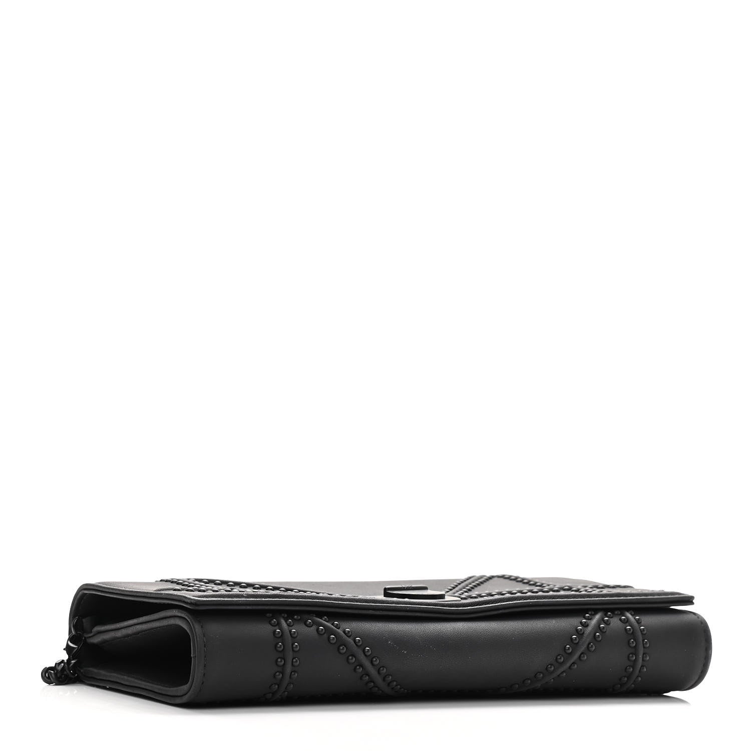 Christian Dior Ultra Matte Calfskin Studded Diorama Croisiere Chain Wallet Black 4 of 9