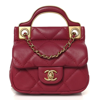 Chanel Calfskin Quilted Lady Handle Flap Card Holder With Chain Dark Pink 1 of 13