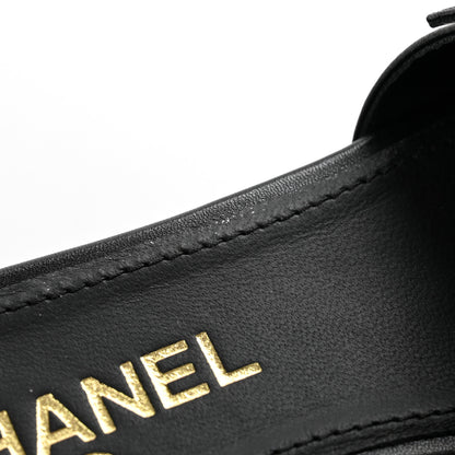 Chanel Lambskin Pearl Crystal CC Mules Sandals 37 Black 11 of 11