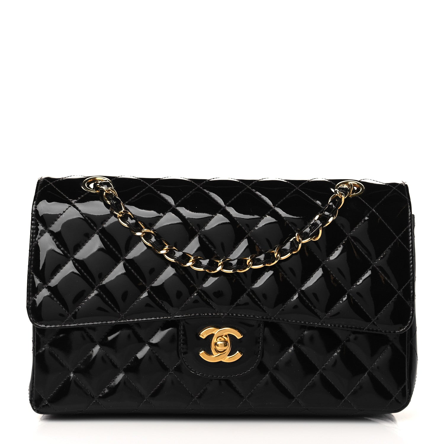Chanel Patent Quilted Medium Double Flap Black 1 of 12