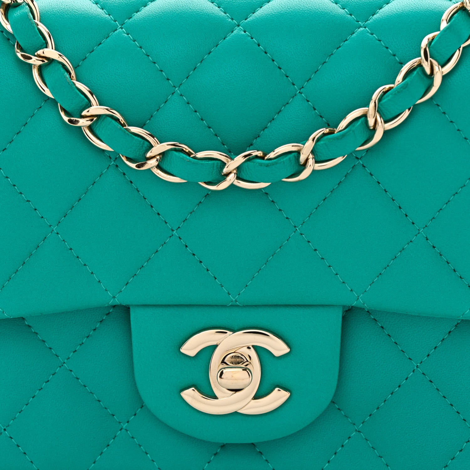 Chanel Lambskin Quilted Mini Square Flap Turquoise 8 of 13