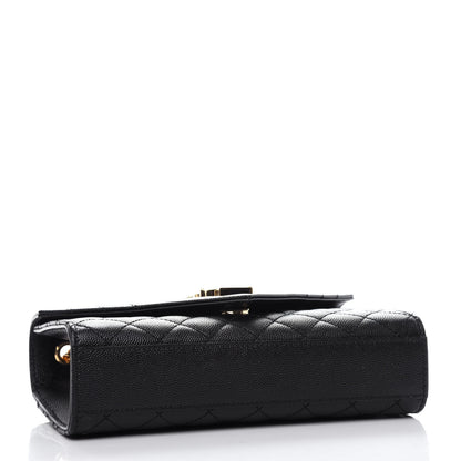 Saint Laurent Grain De Poudre Textured Mixed Matelasse Triquilt Small Monogram Satchel Black 4 of 10