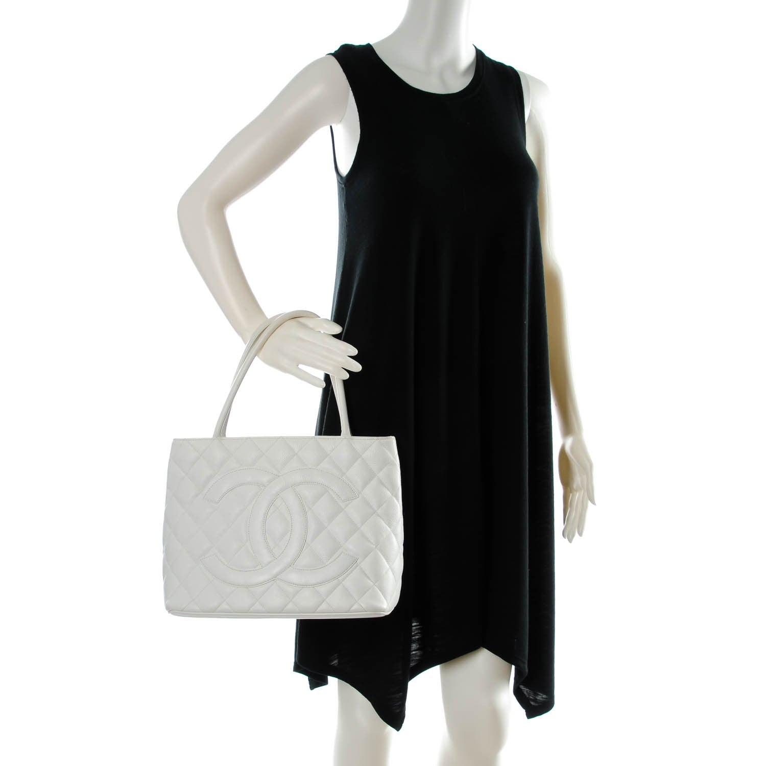 Chanel Caviar Quilted Medallion Tote White 2 of 7