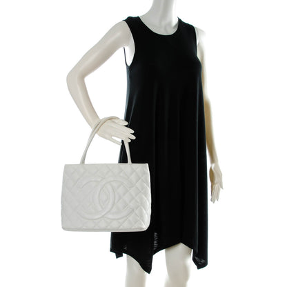 Chanel Caviar Quilted Medallion Tote White 2 of 7