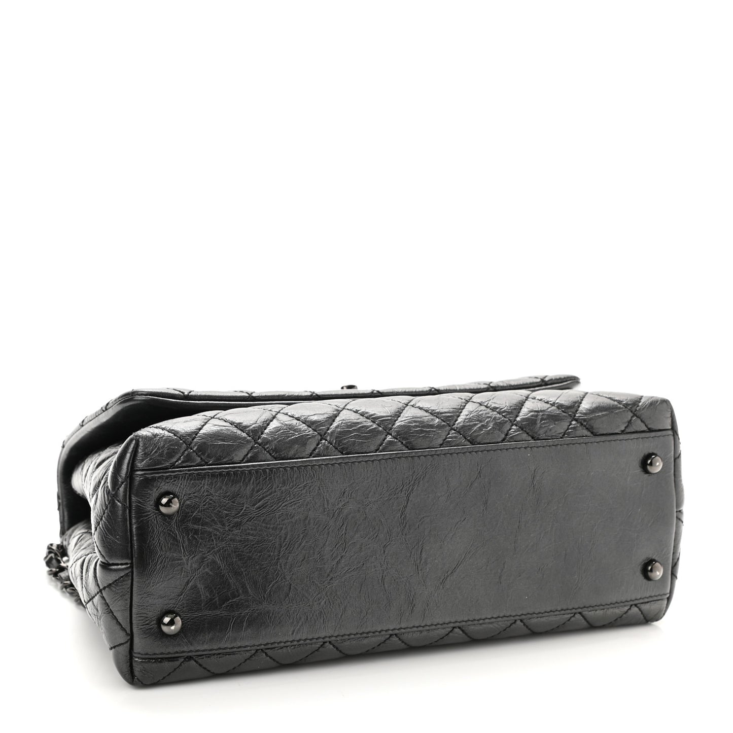 Aged Calfskin Quilted Small Coco Handle Flap So Black