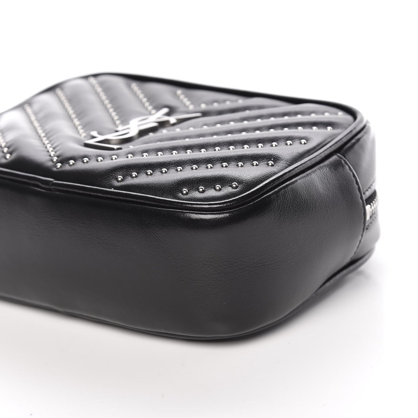 Calfskin Matelasse Studded Monogram Lou Belt Bag Black