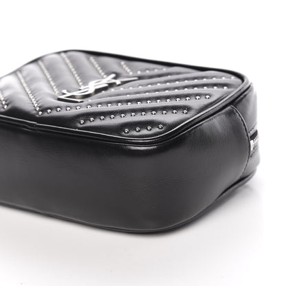 Saint Laurent Calfskin Matelasse Studded Monogram Lou Belt Bag Black 9 of 11