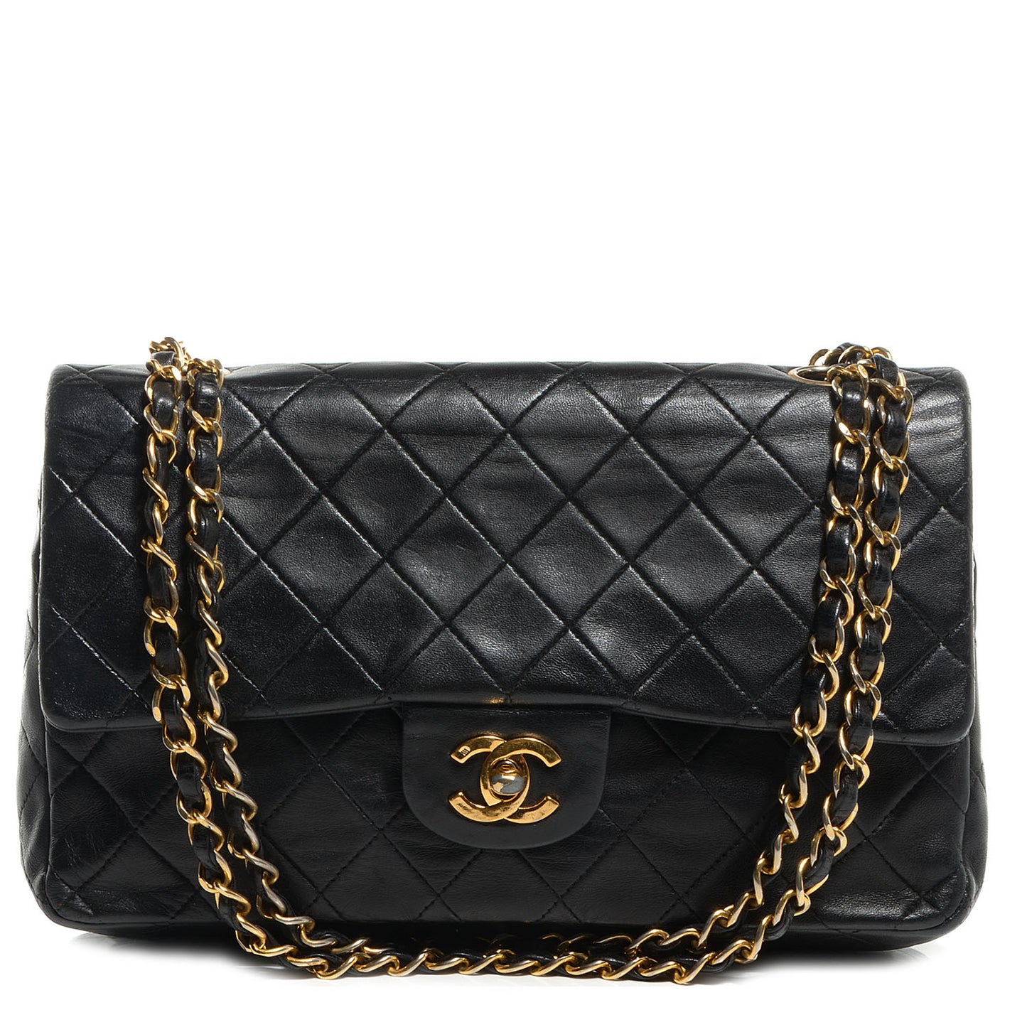 Lambskin Medium Double Flap Black