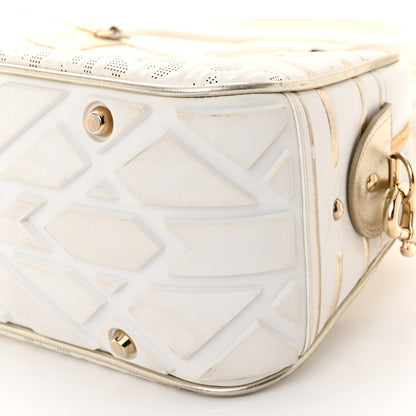 Christian Dior Perforated Calfskin Medium Dior Vibe Classic Bowling Bag White Gold 9 of 10