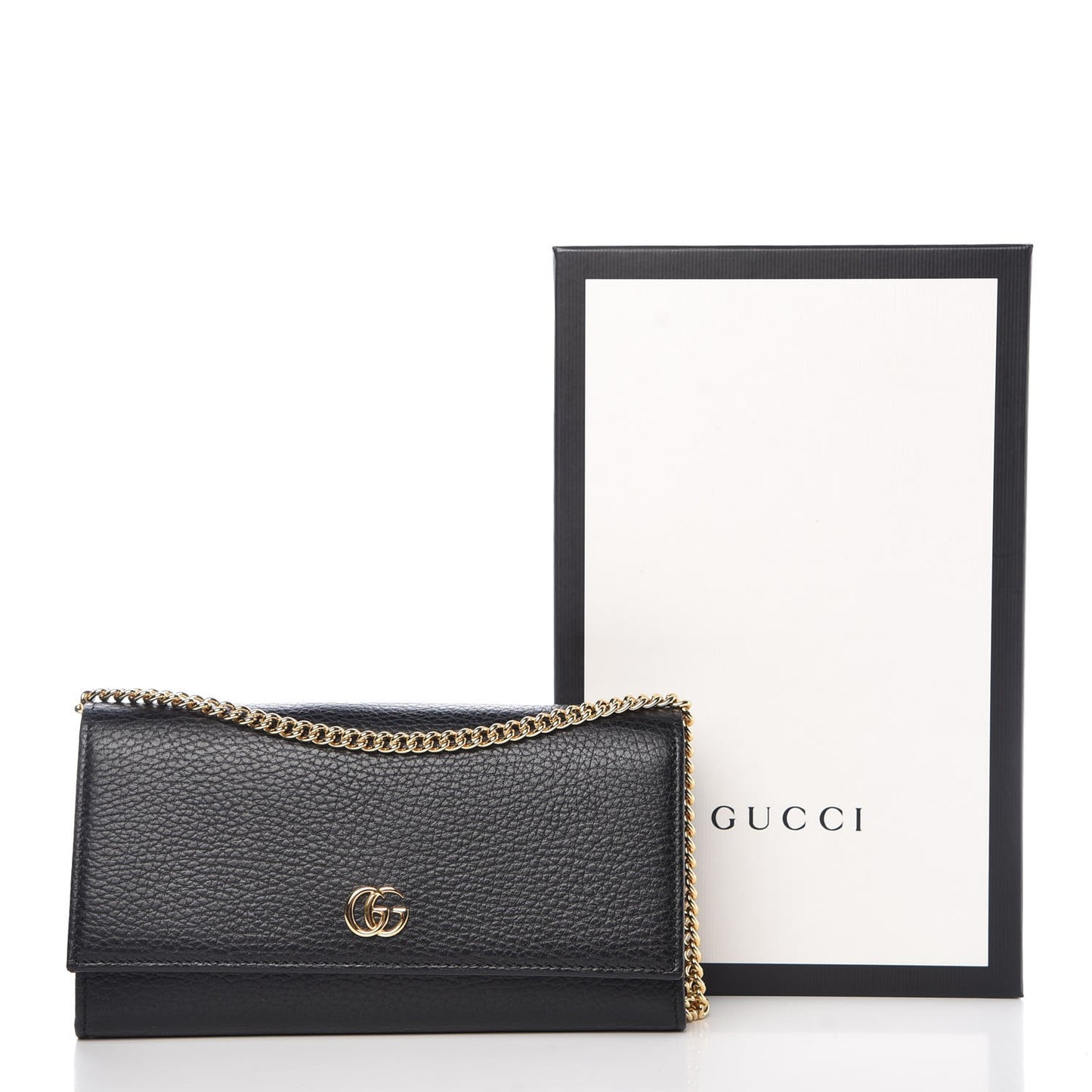 Calfskin Petite GG Marmont Wallet Chain Bag Black