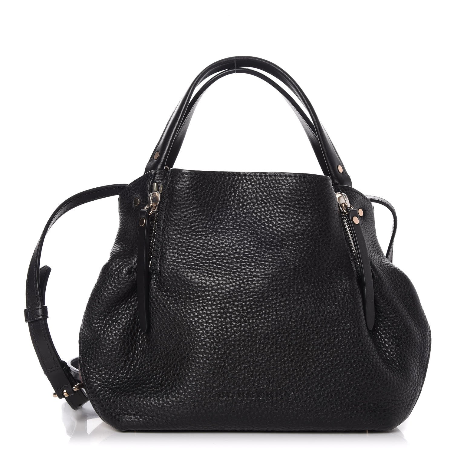 Burberry Grainy Calfskin House Check Small Maidstone Black 1 of 7
