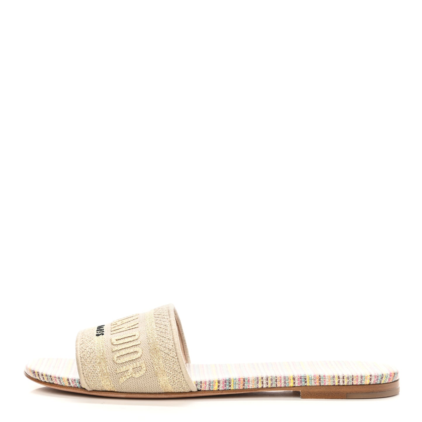 Lurex Romance Embroidered Dway Mules Slide Sandals 36.5 Metal Multicolor