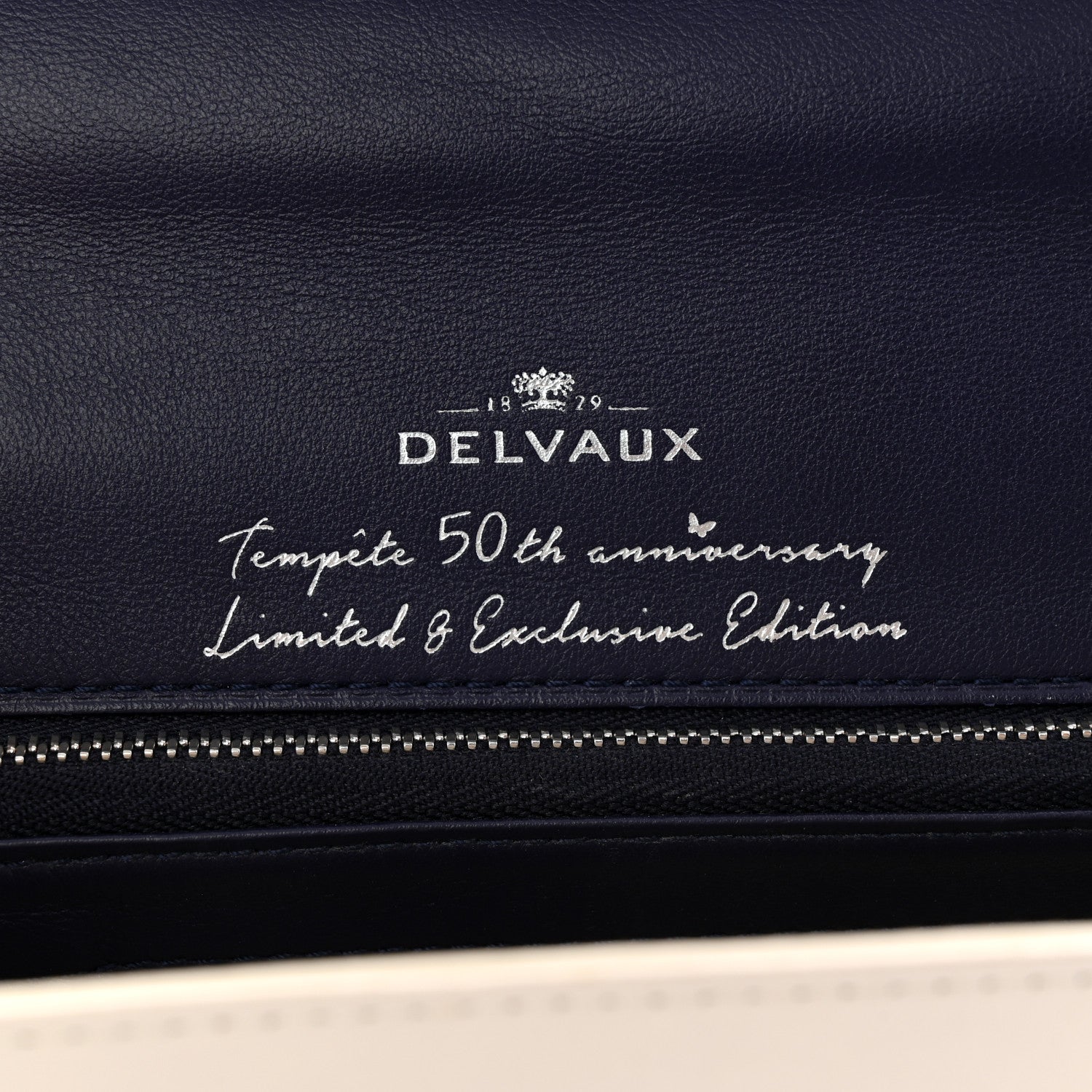 Delvaux Box Calfskin Ink Blot MM Tempete Satchel Ivory Blue 7 of 11