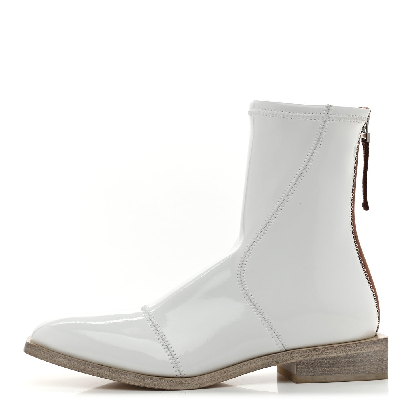 Glossy Neoprene FFrame Low Ankle Boots 37.5 White