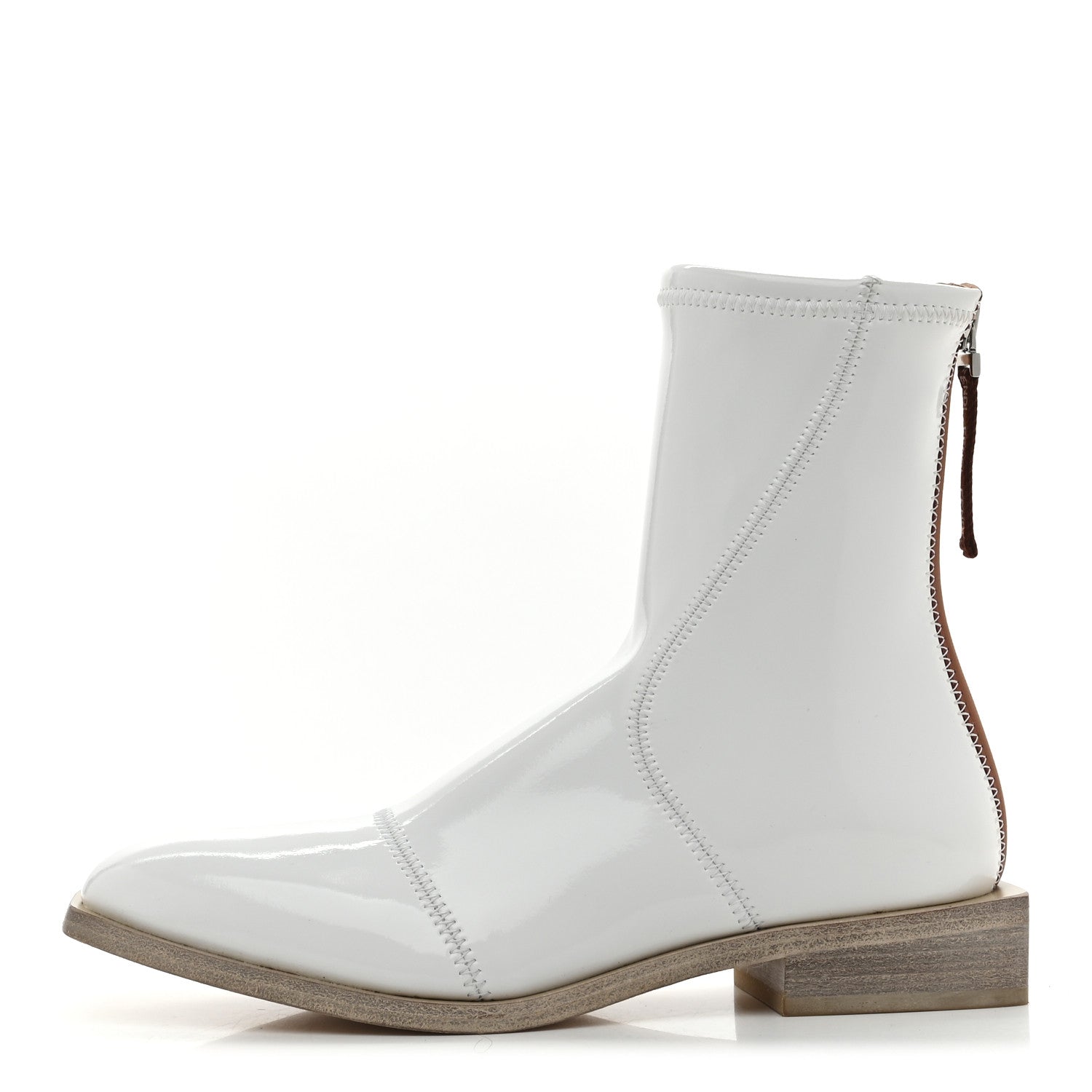 Fendi Glossy Neoprene FFrame Low Ankle Boots 37.5 White 1 of 9