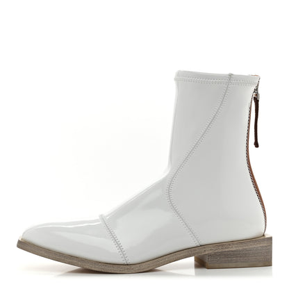 Fendi Glossy Neoprene FFrame Low Ankle Boots 37.5 White 1 of 9