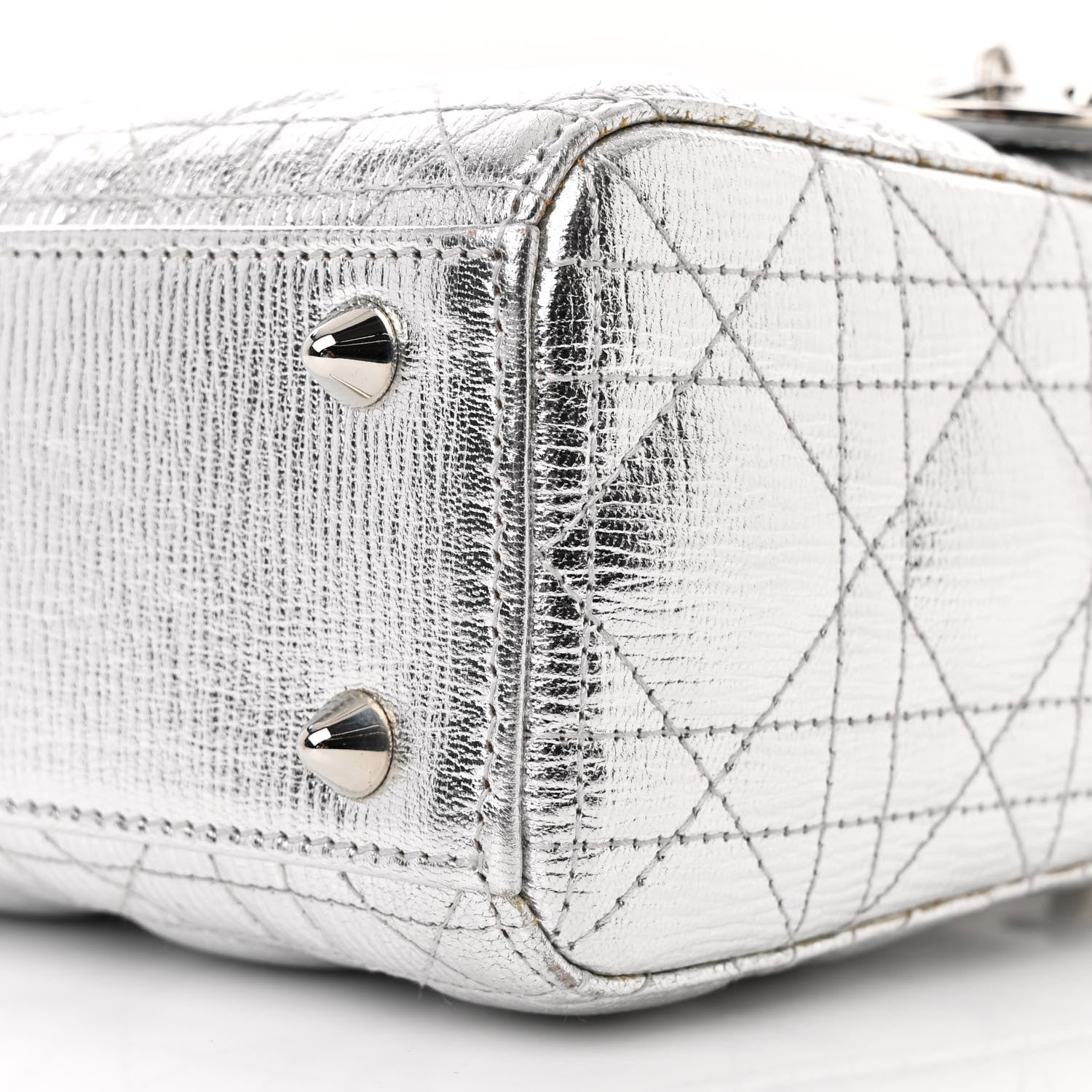 Christian Dior Metallic Grained Calfskin Cannage Small Lucky Badges My Lady Dior Silver 10 of 12