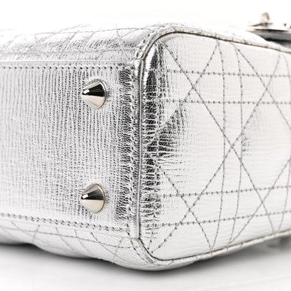 Christian Dior Metallic Grained Calfskin Cannage Small Lucky Badges My Lady Dior Silver 10 of 12