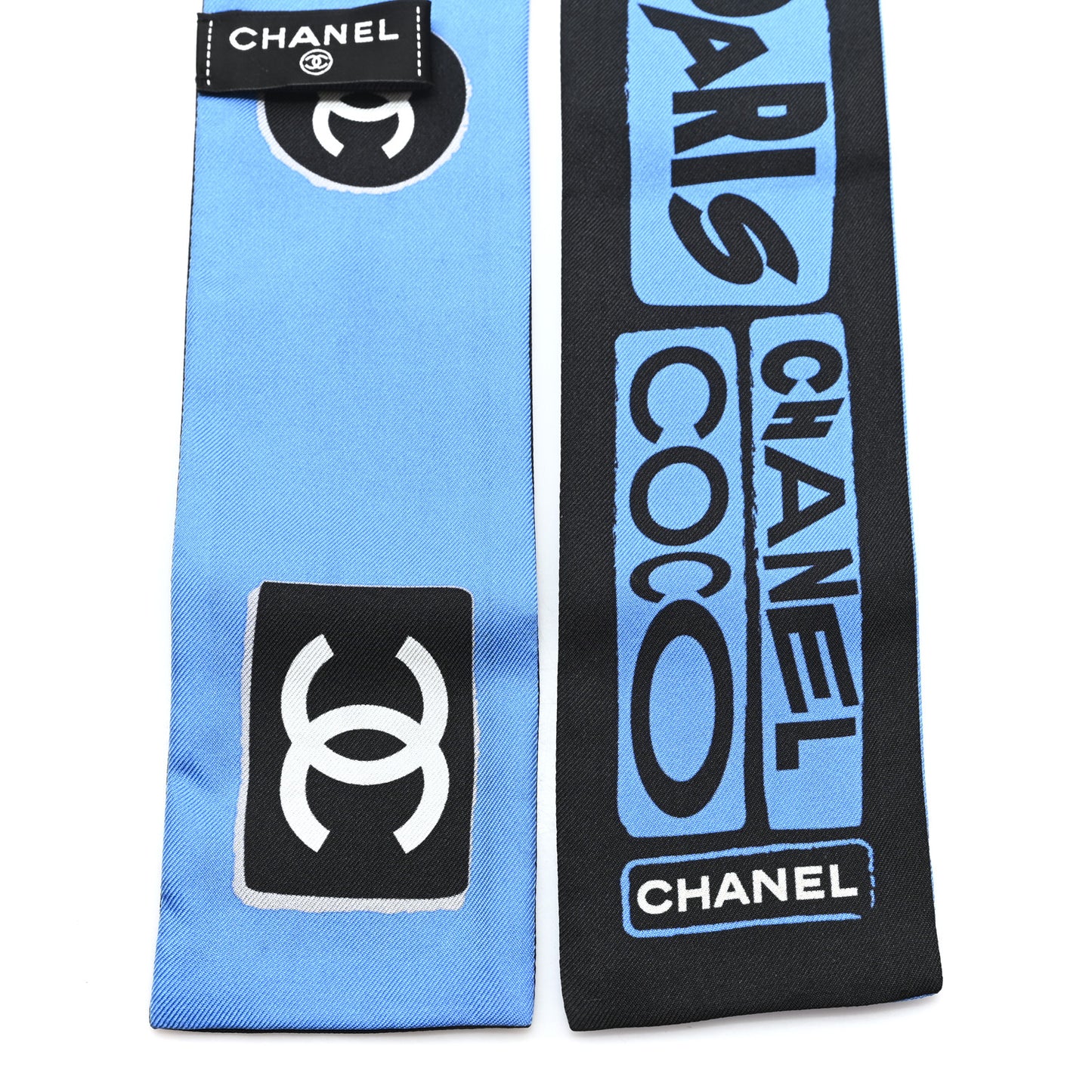Silk CC Coco 31 Slim Bandeau Scarf Blue Black