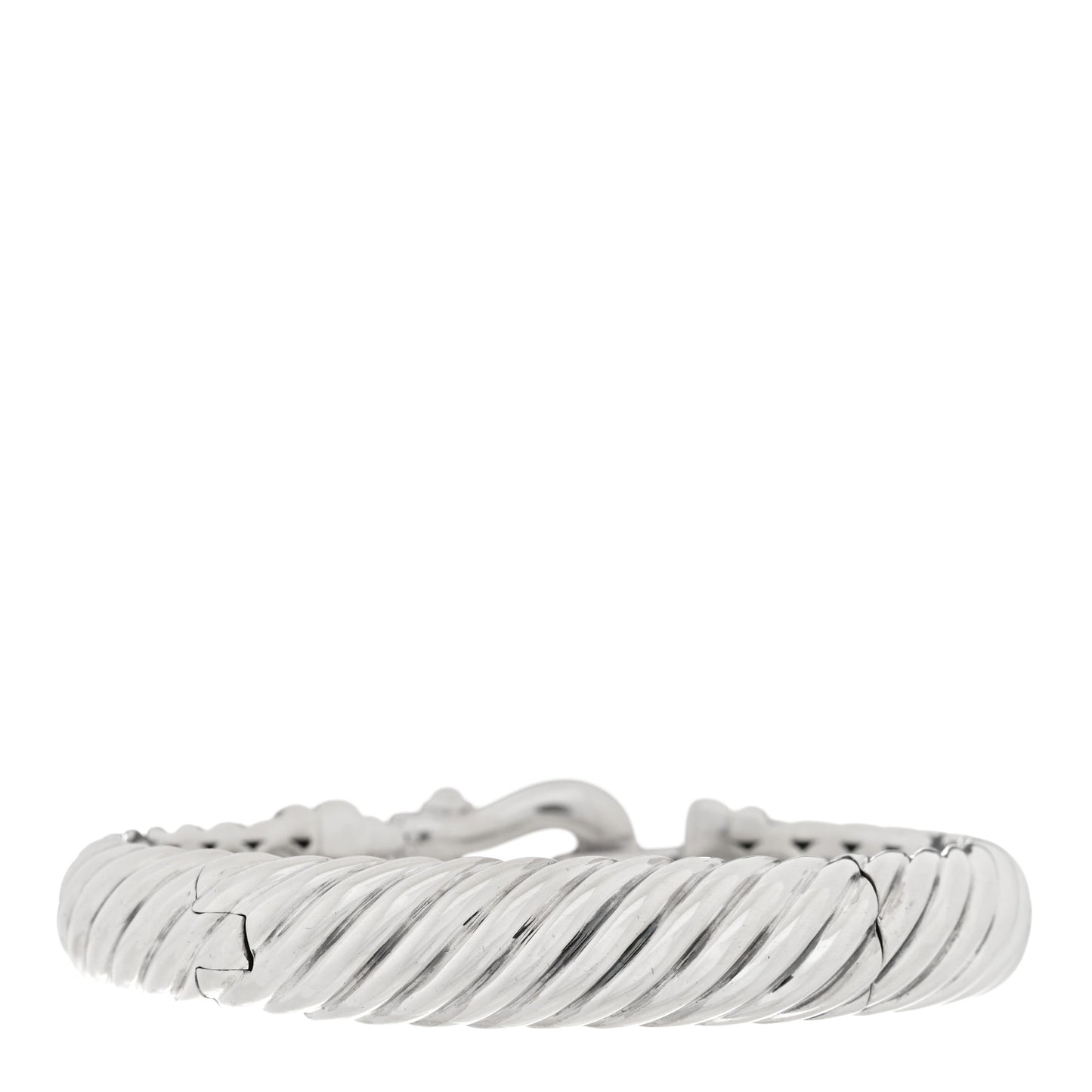 Sterling Silver Diamond 10mm Cable Buckle Bracelet