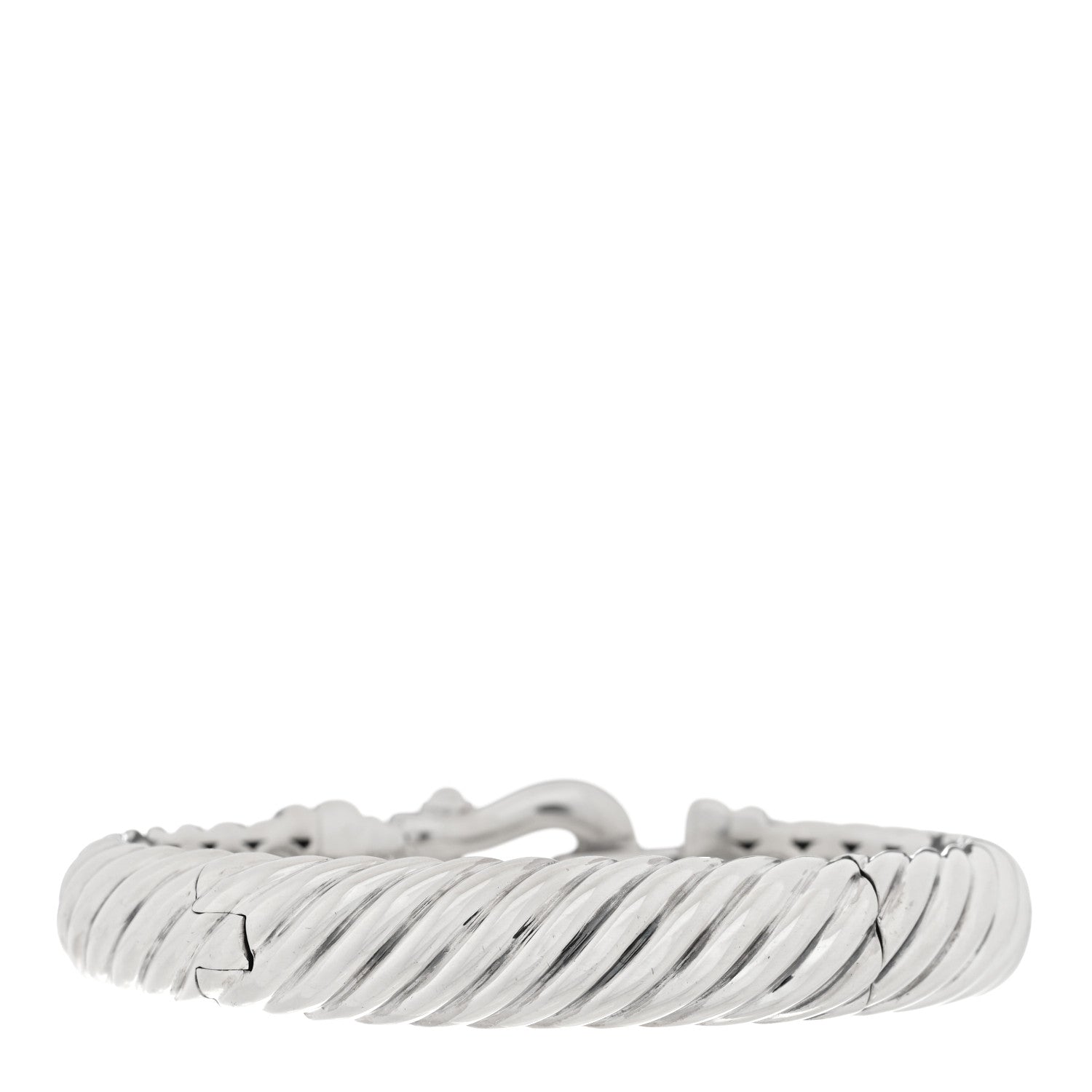 David Yurman Sterling Silver Diamond 10mm Cable Buckle Bracelet 2 of 3