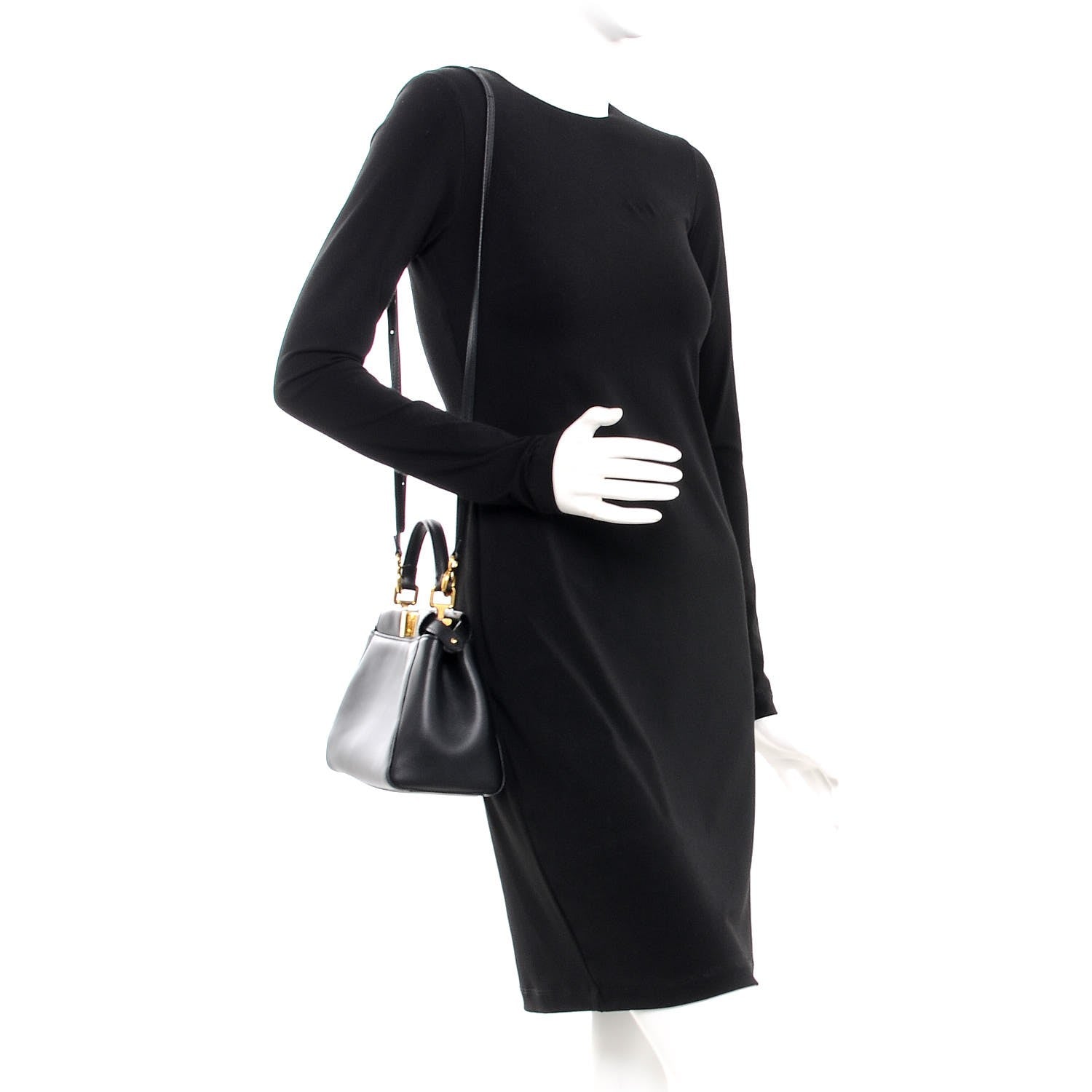 Fendi Nappa Mini Peekaboo Iconic Satchel Black 2 of 9