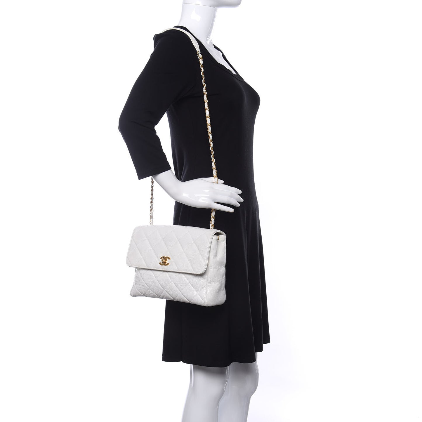 Caviar Quilted Small Flap White
