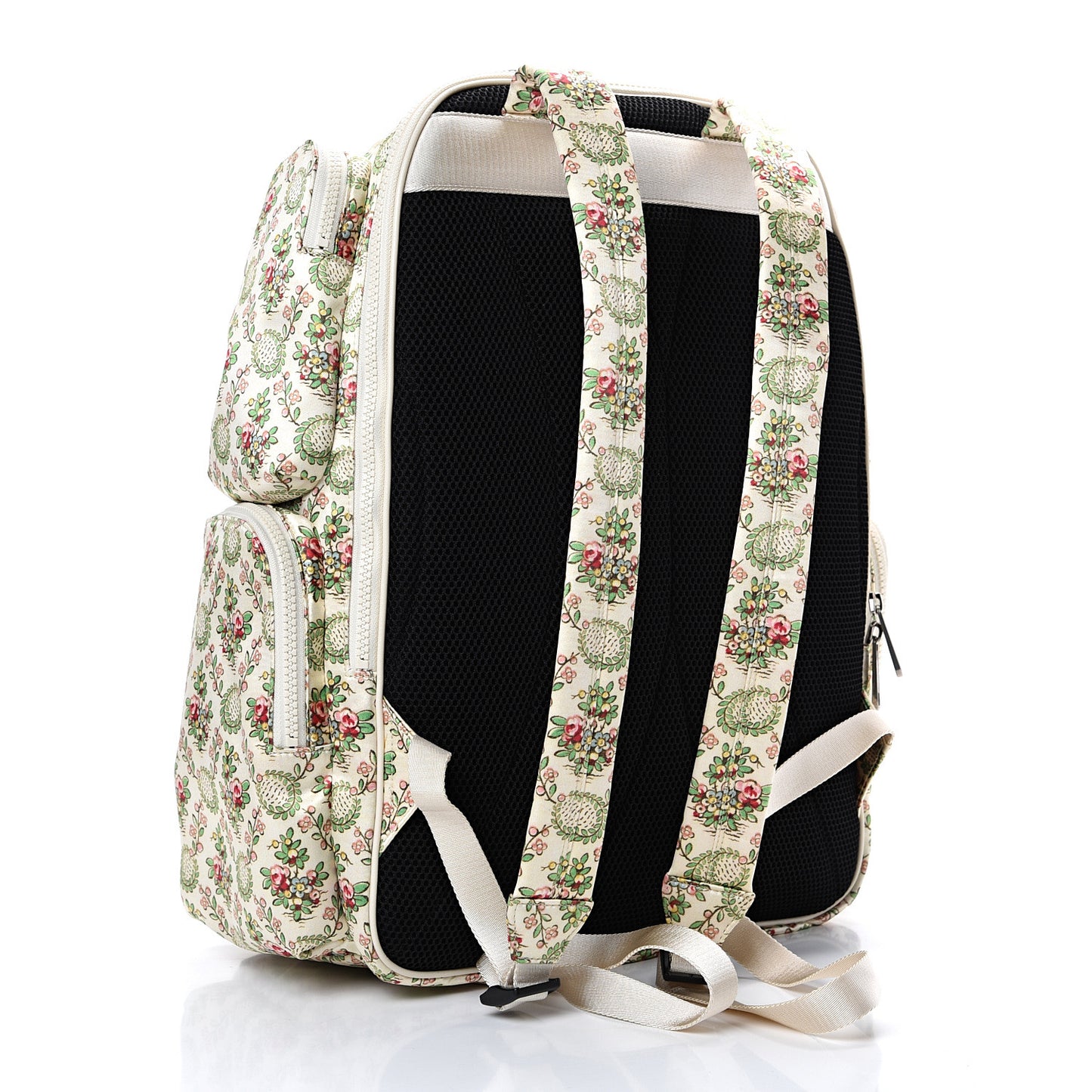 X MLB Satin Floral Print NY Yankees Patch Backpack Ivory Green