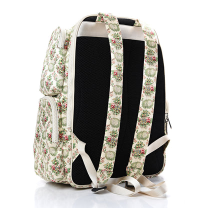 Gucci X MLB Satin Floral Print NY Yankees Patch Backpack Ivory Green 2 of 10