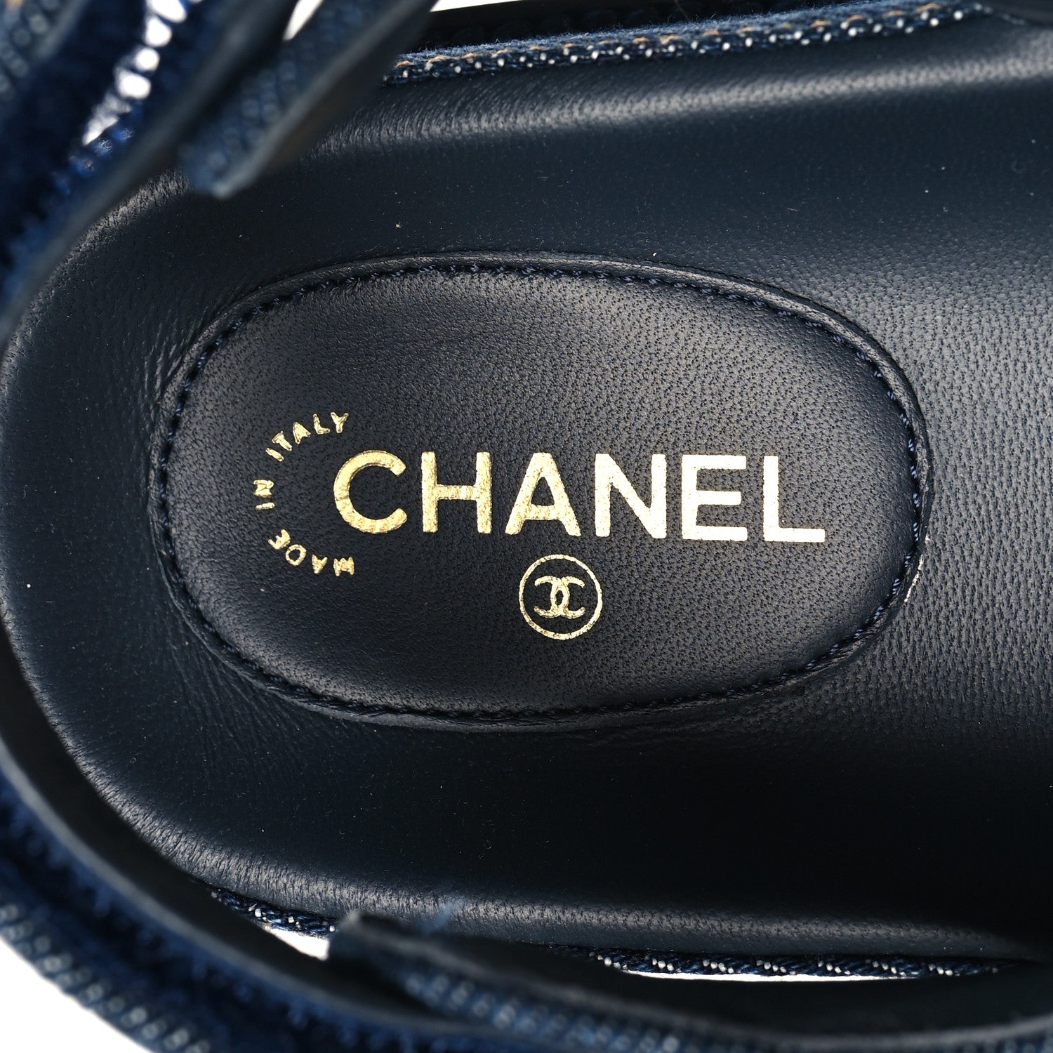 Chanel Denim Velcro Dad Sandals 40 Navy Blue 9 of 10