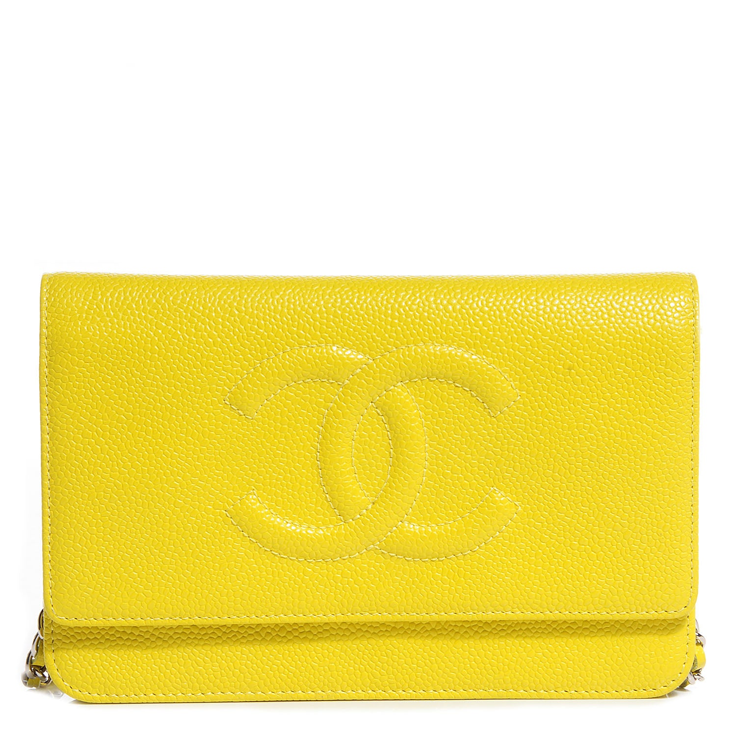 Chanel Caviar Timeless CC Wallet on Chain WOC Yellow 1 of 11