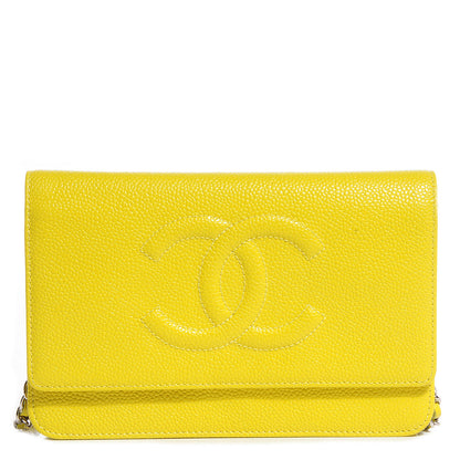 Chanel Caviar Timeless CC Wallet on Chain WOC Yellow 1 of 11