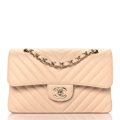 Chanel Caviar Chevron Quilted Small Double Flap Beige 1 of 12