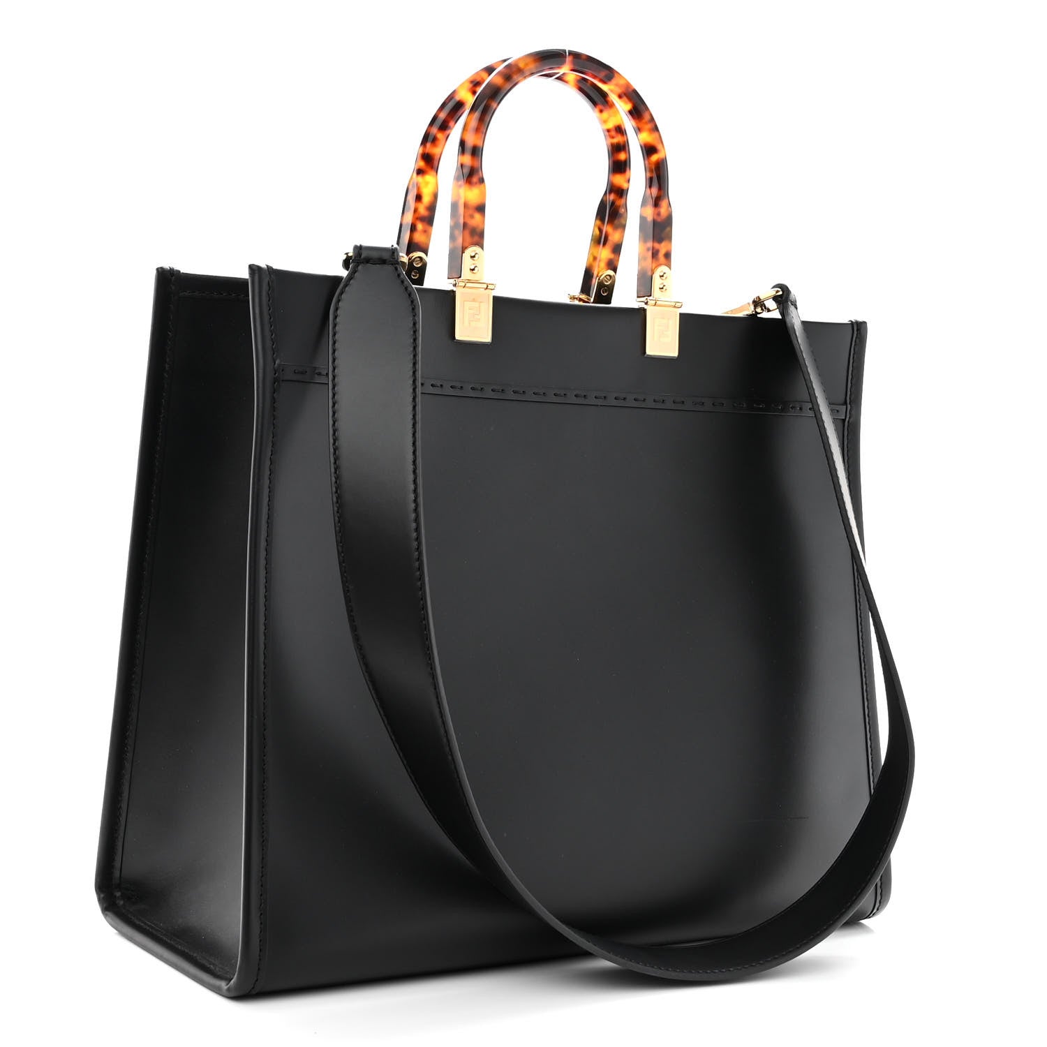 Fendi Vitello King Plexiglass Medium Fendi Sunshine Shopper Tote Black 3 of 9