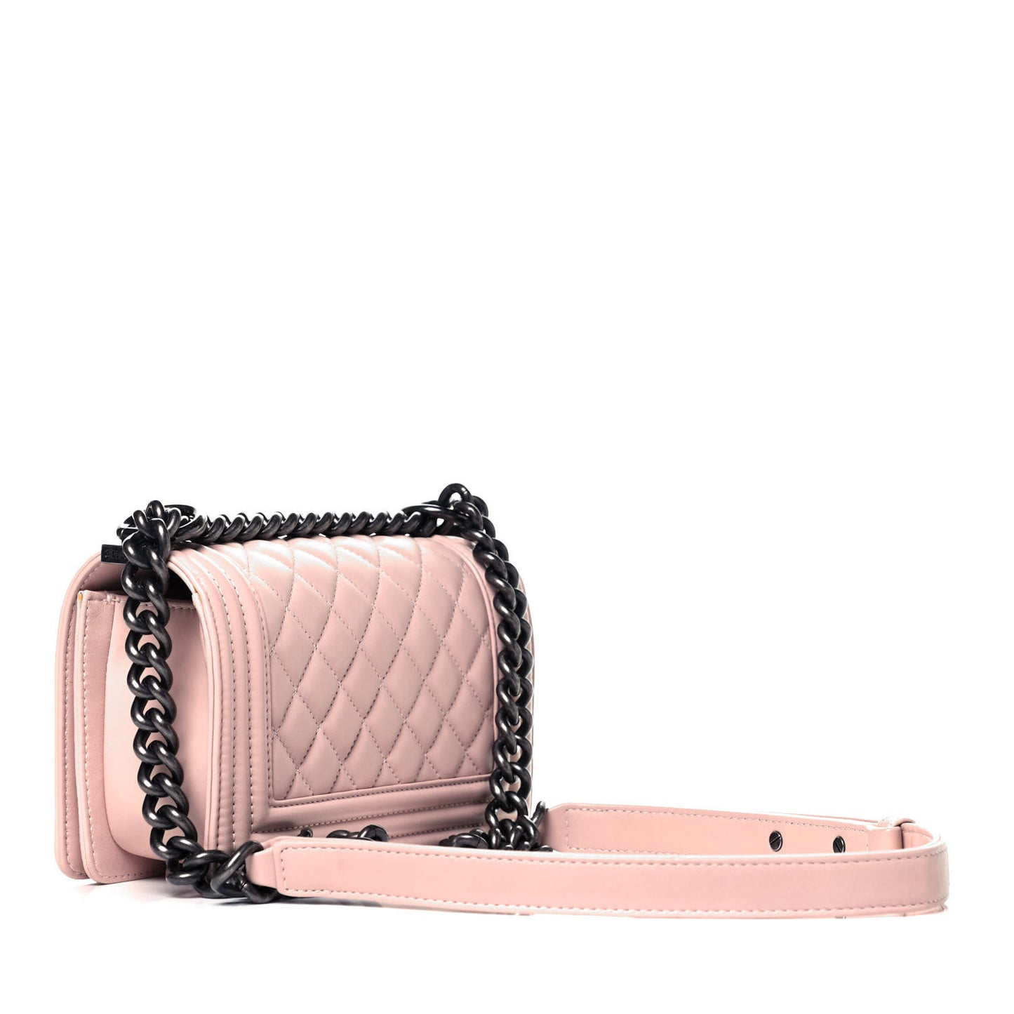 Lambskin Quilted Small Boy Flap Light Pink