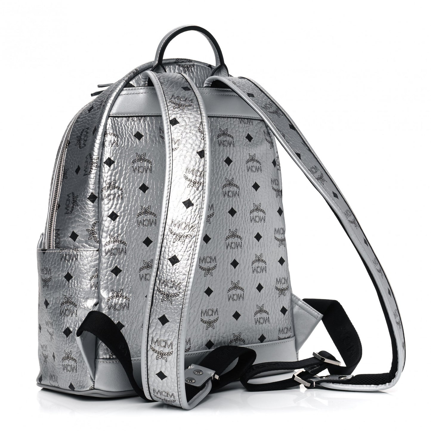 Metallic Visetos Medium Side Stud Stark Backpack Berlin Silver