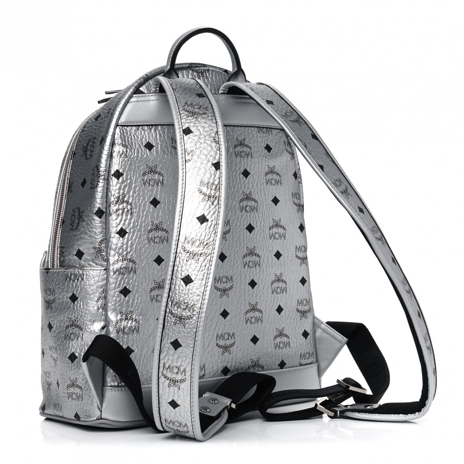 MCM Metallic Visetos Medium Side Stud Stark Backpack Berlin Silver 2 of 4