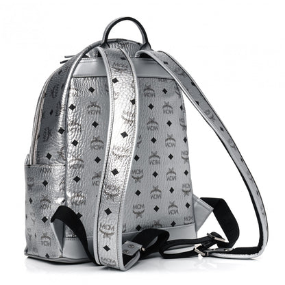 MCM Metallic Visetos Medium Side Stud Stark Backpack Berlin Silver 2 of 4