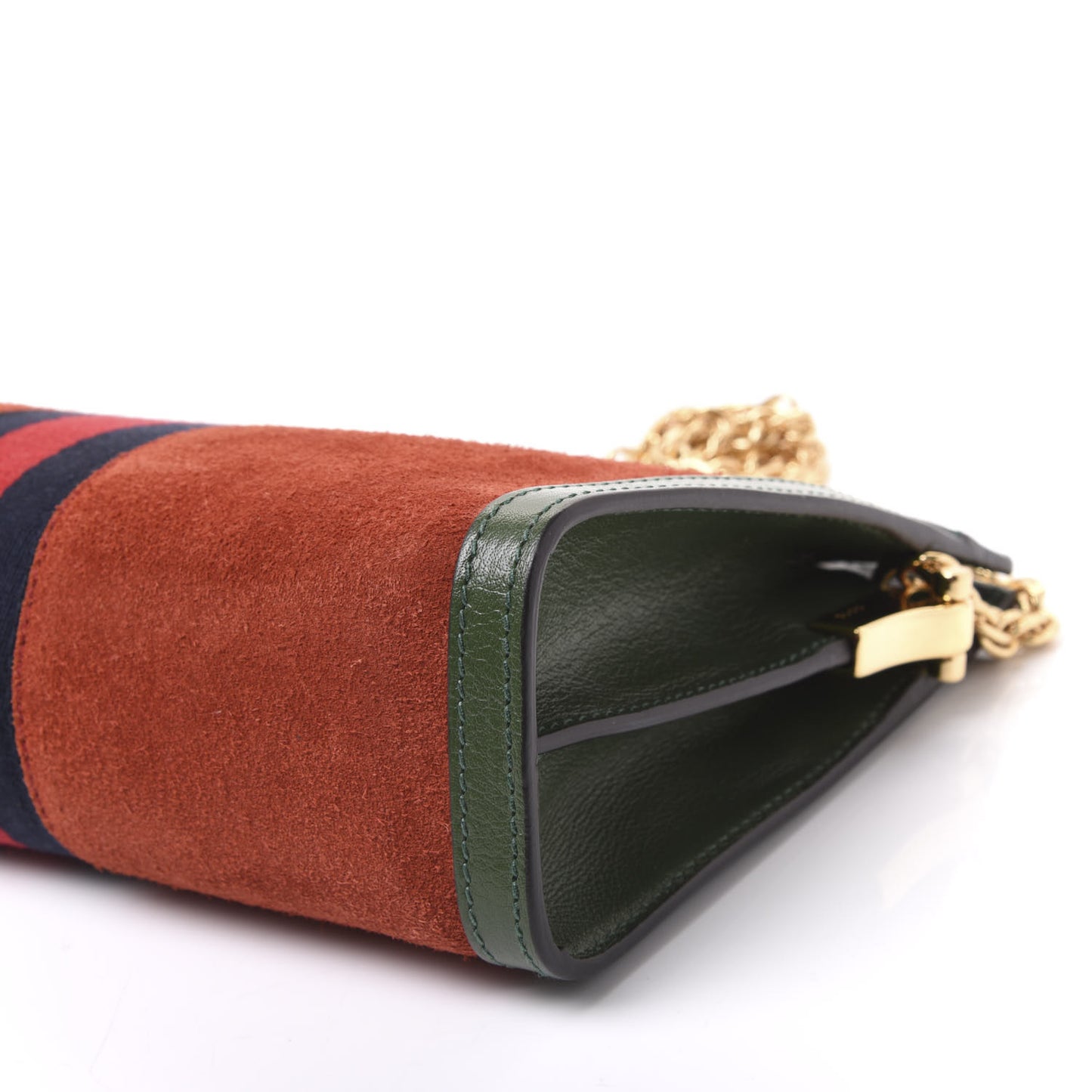 Suede Calfskin GG Web Small Ophidia Chain Shoulder Bag Brown Red Green