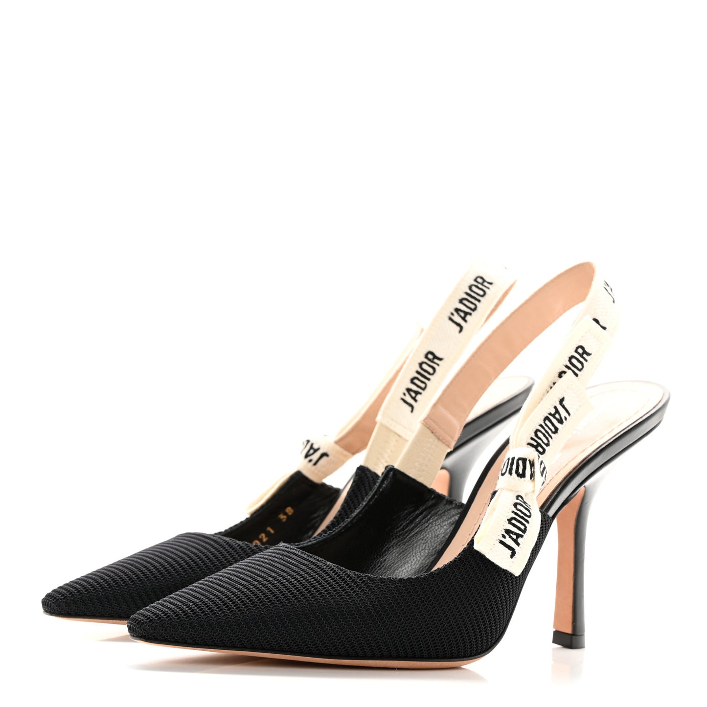 Technical Canvas Ribbon J'Adior Slingback 100mm Pumps 38 Black