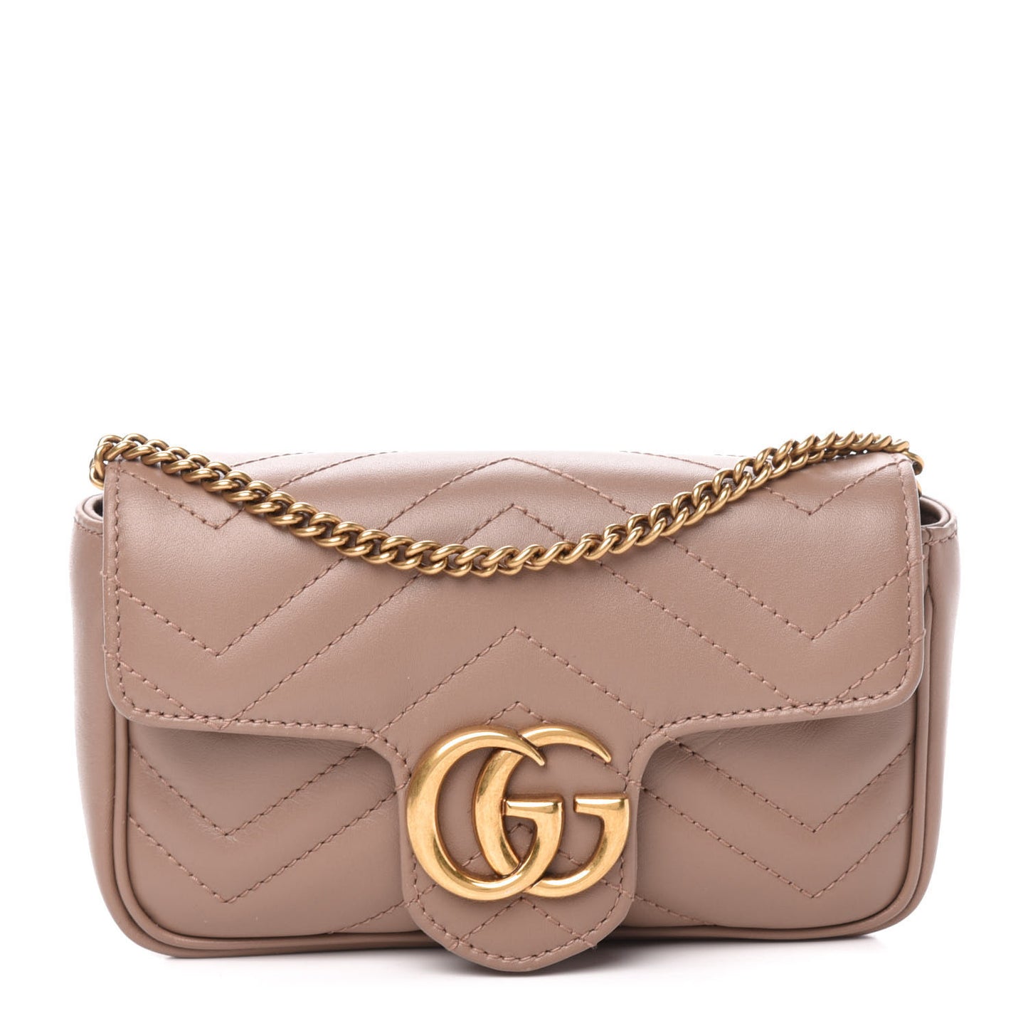 Calfskin Matelasse Super Mini GG Marmont Shoulder Bag Porcelain Rose