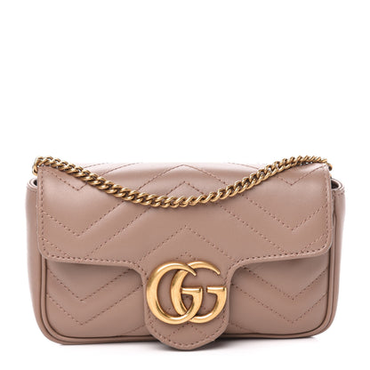 Gucci Calfskin Matelasse Super Mini GG Marmont Shoulder Bag Porcelain Rose 1 of 11